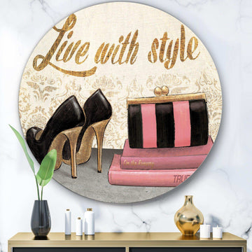 Gold Fabulous Life Style II - Fashion Round Metal Wall Art